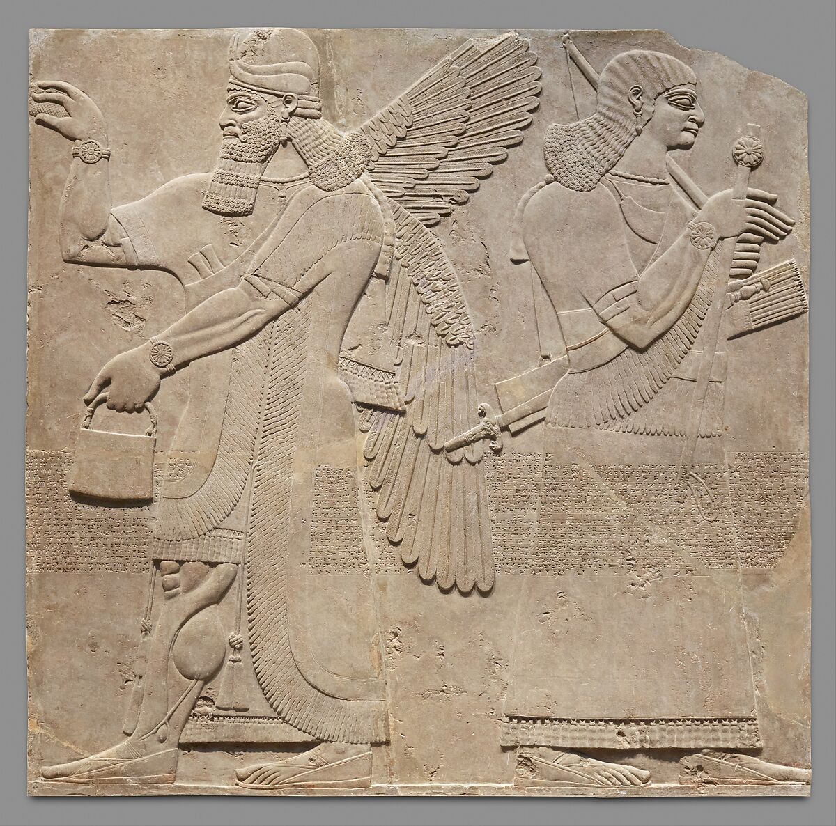 Relief panel, Gypsum alabaster, Assyrian