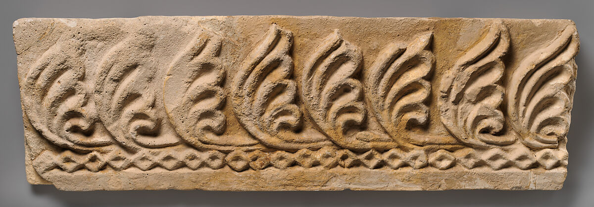 Wall decoration with vegetal and geometric design, Stucco, Sasanian 