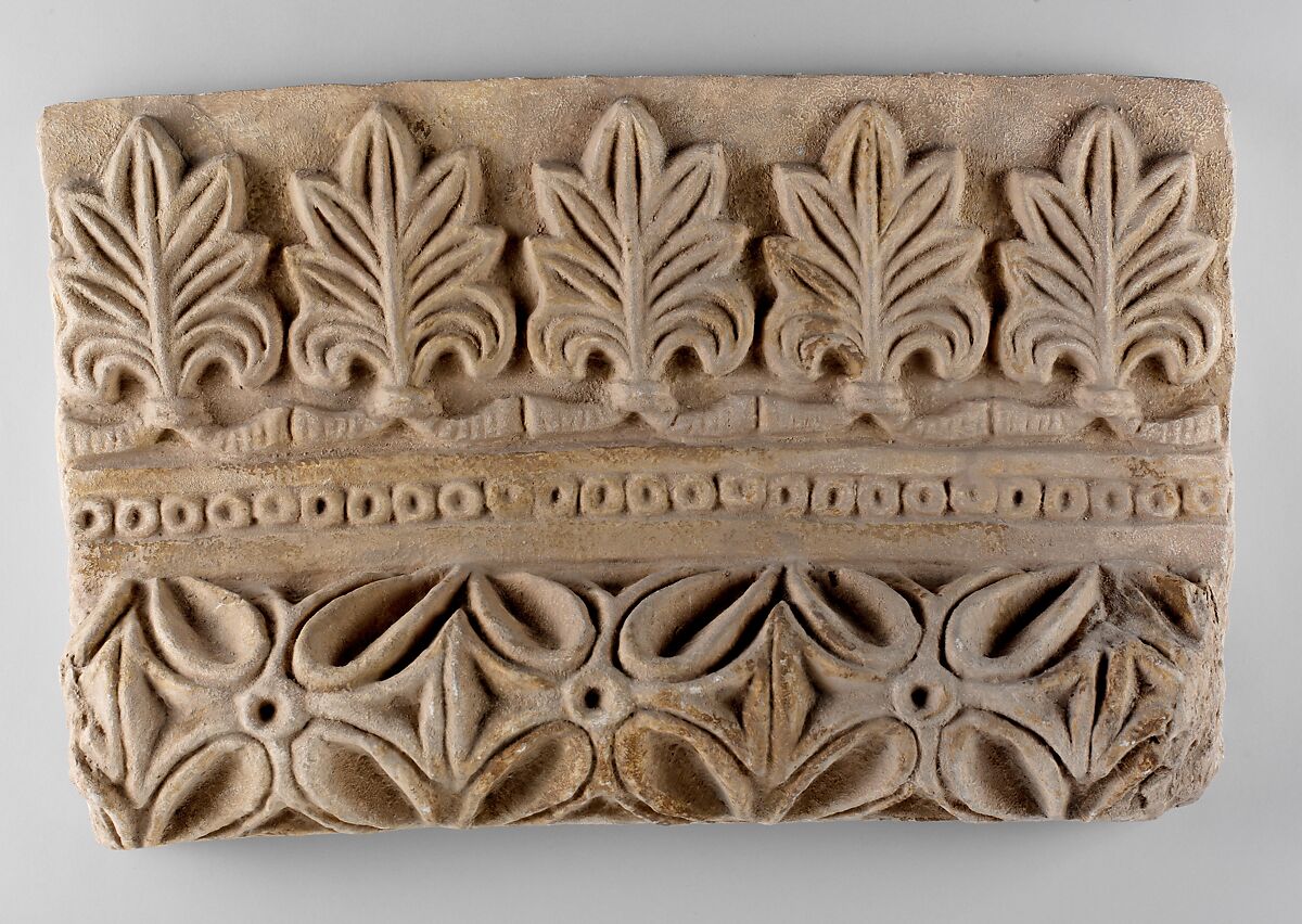 Wall decoration with vegetal and geometric design, Stucco, Sasanian 