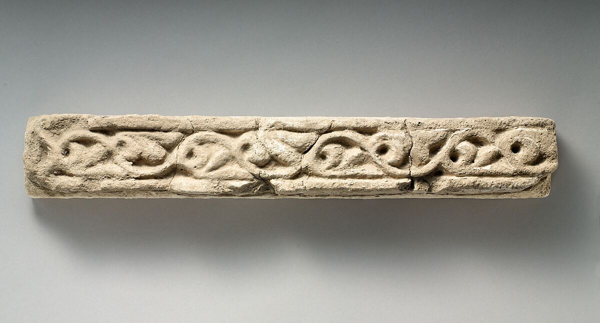 Wall decoration with vegetal design, Stucco, Sasanian