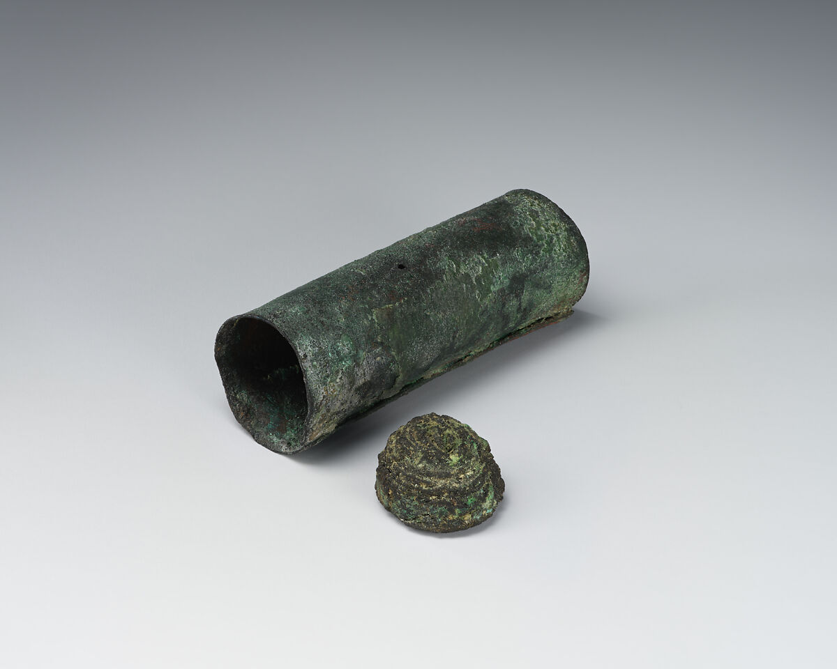 Amulet case, Bronze, copper, bitumen, Sasanian 