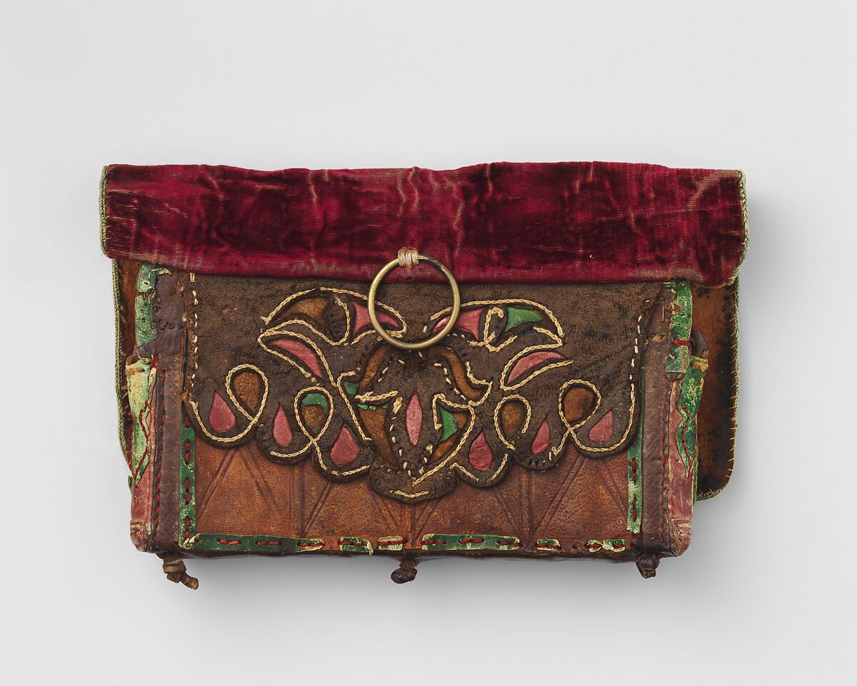 Powder Charge Container, Ivory, leather, textile, silver, niello, Caucasian