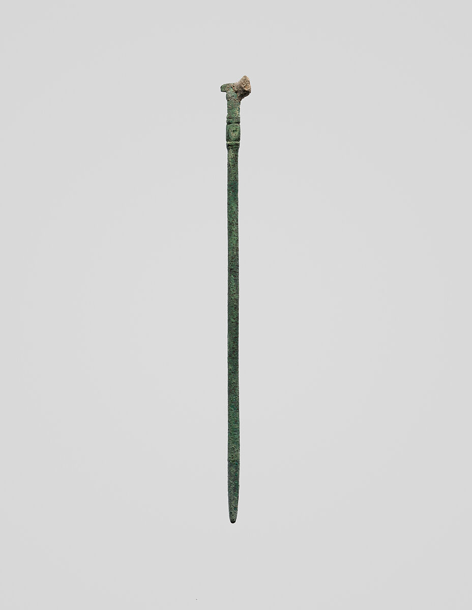 Pin, Bronze, green patina, Sasanian 