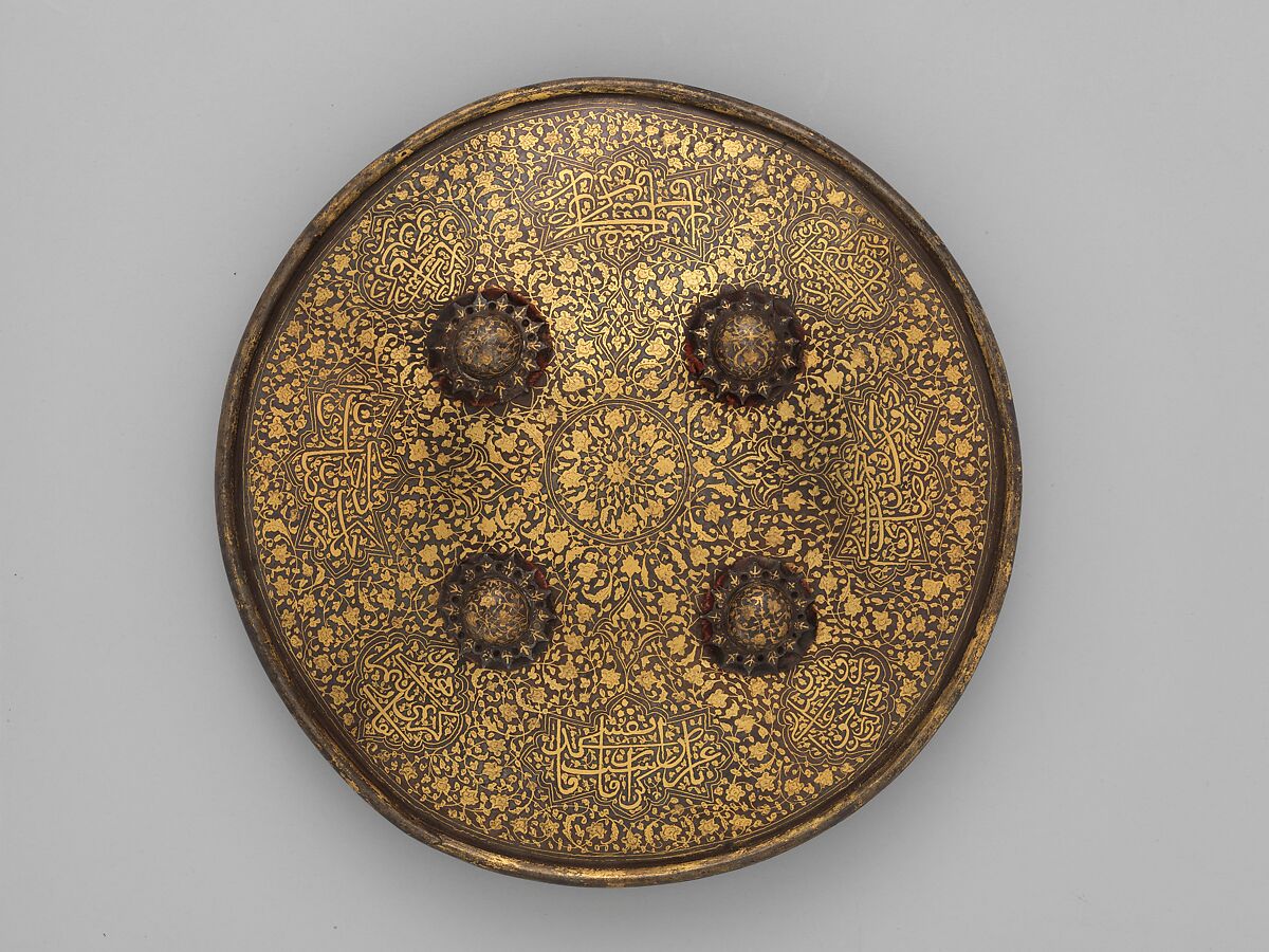 Shield (Sipar), Steel, gold, velvet, iron, Persian 