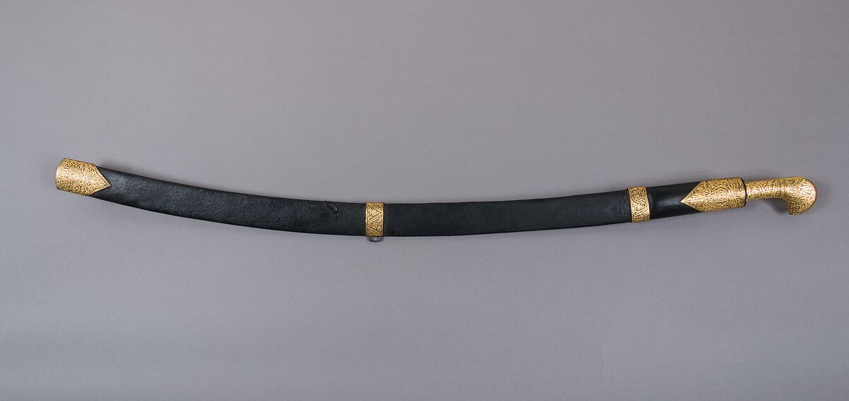 Sword with Sheath, Steel, leather, gold, Caucasian