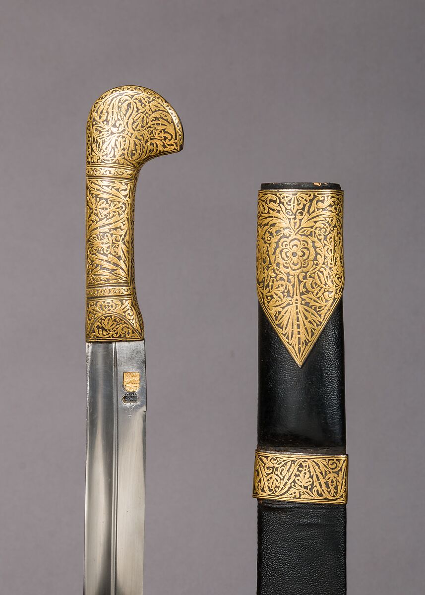 Sword with Sheath, Steel, leather, gold, Caucasian 
