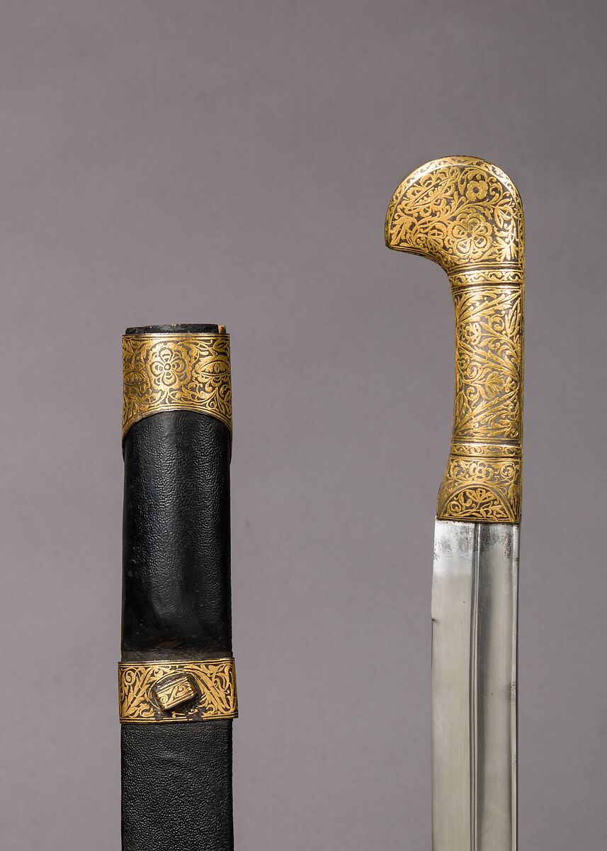 Sword with Sheath, Steel, leather, gold, Caucasian