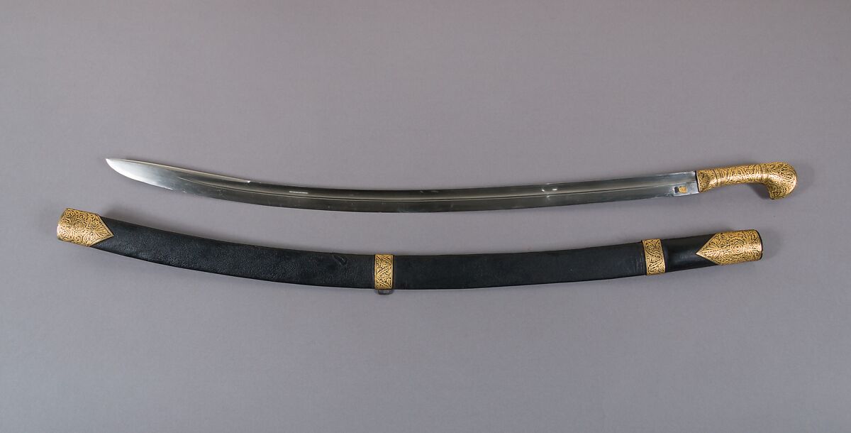 Sword with Sheath, Steel, leather, gold, Caucasian