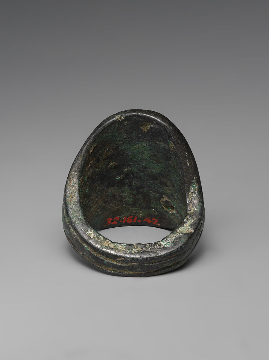 Seal ring and modern impression: horned animal, Bronze