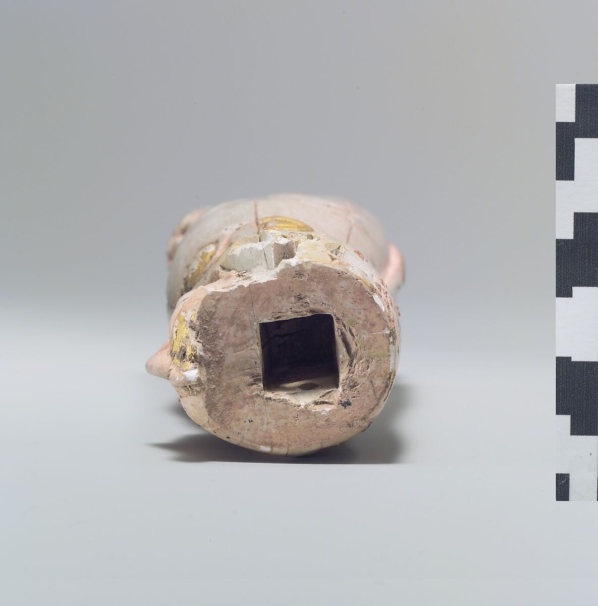 Furniture support: female sphinx with Hathor-style curls, Ivory (Hippopotamus), gold foil, Old Assyrian Trading Colony