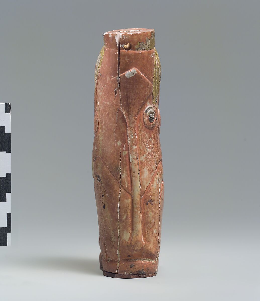 Furniture support: female sphinx with Hathor-style curls, Ivory (hippopotamus), gold foil, Old Assyrian Trading Colony