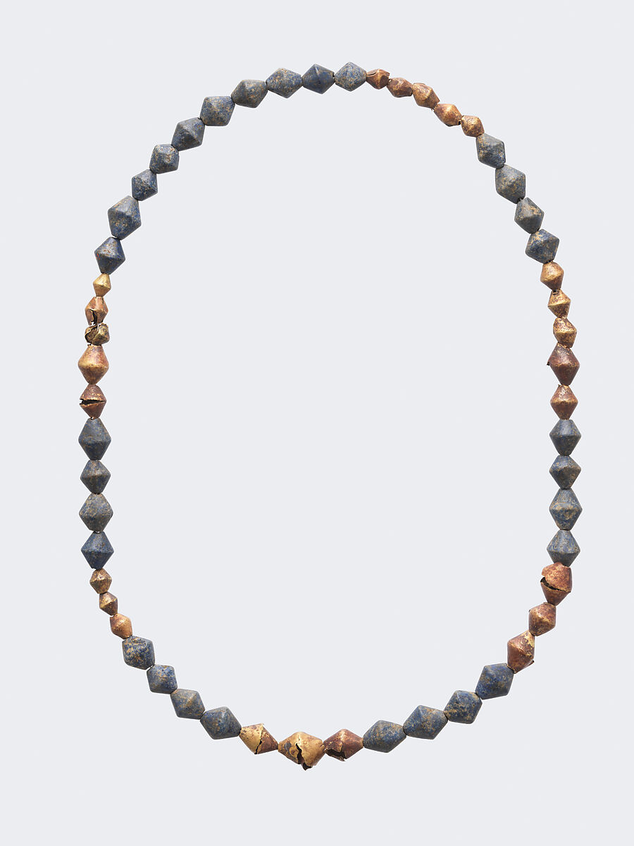 Necklace, Gold, lapis lazuli, Sumerian 
