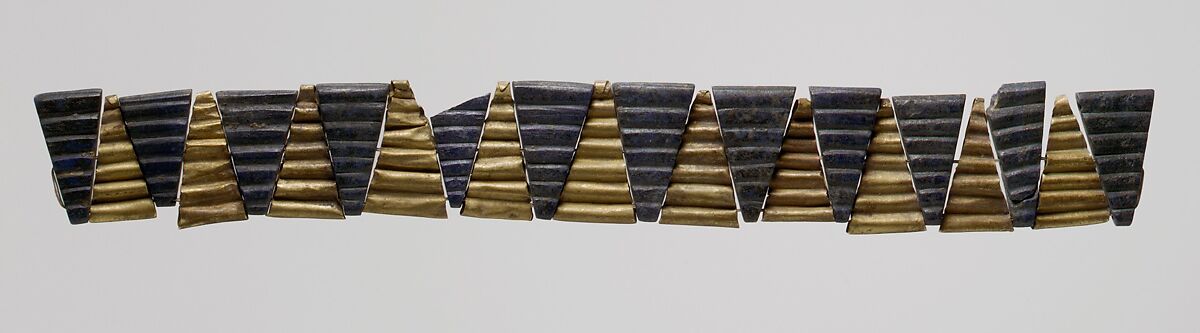 Necklace, Gold, lapis lazuli, Sumerian