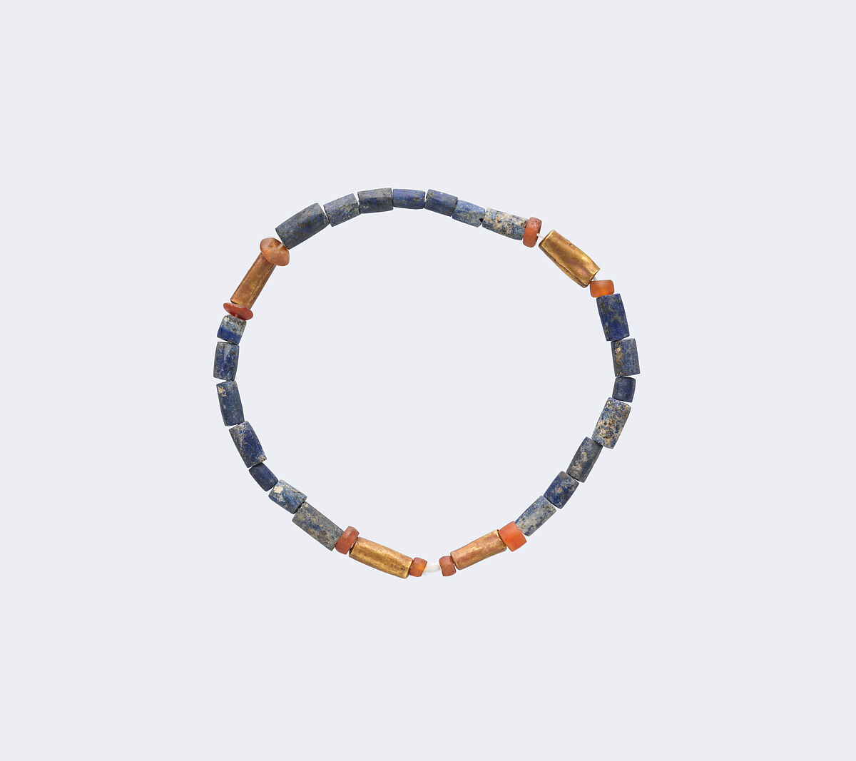 Beads, Gold, lapis lazuli, carnelian, Sumerian 