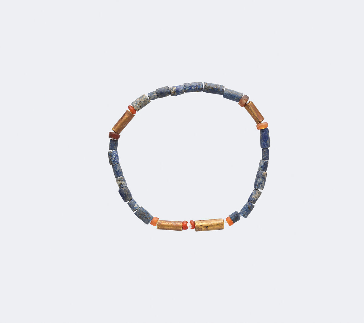 Beads, Gold, lapis lazuli, carnelian, Sumerian 