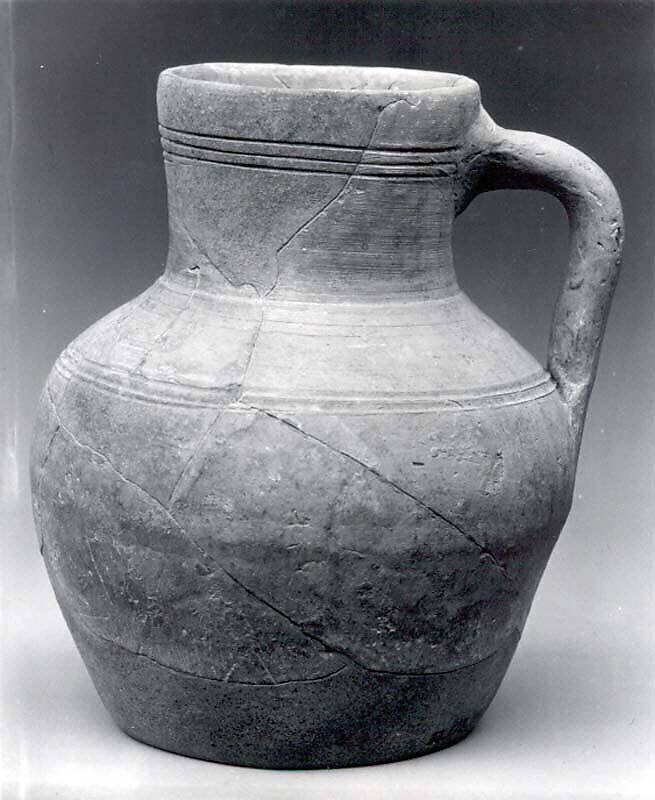 Jug with handle, Ceramic, glaze, Sasanian or Islamic 