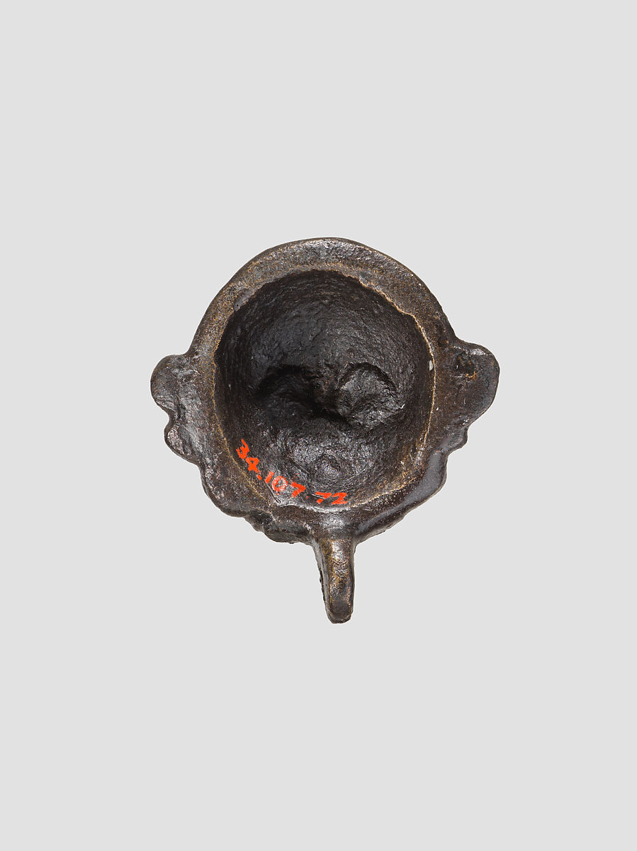 Cover in the form of a man's head, Bronze, Sasanian