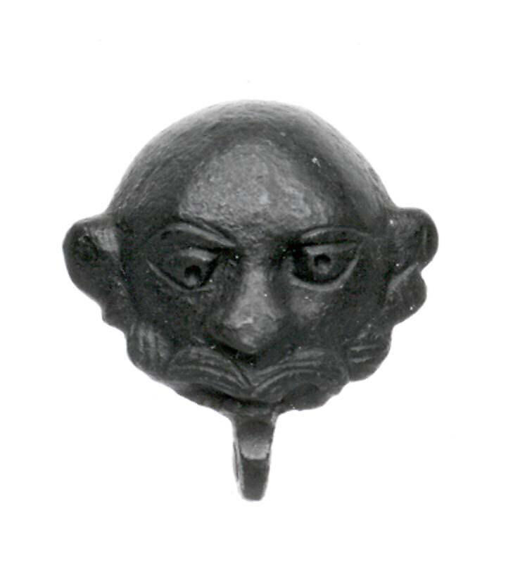 Cover in the form of a man's head, Bronze, Sasanian 