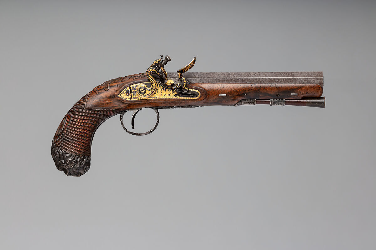 Pair of Flintlock Pistols, John Manton &amp; Son (British, London 1815–1878), Steel, wood (walnut, rosewood), gold, horn, British, London
