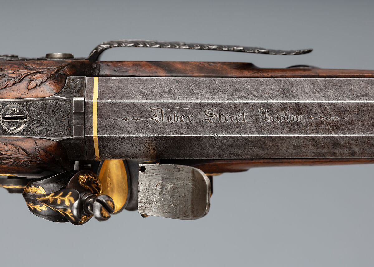 Pair of Flintlock Pistols, John Manton &amp; Son (British, London 1815–1878), Steel, wood (walnut, rosewood), gold, horn, British, London
