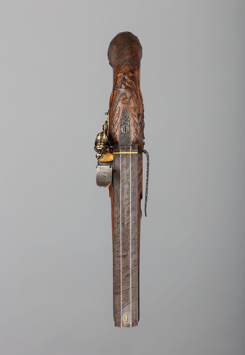 Pair of Flintlock Pistols, John Manton &amp; Son (British, London 1815–1878), Steel, wood (walnut, rosewood), gold, horn, British, London