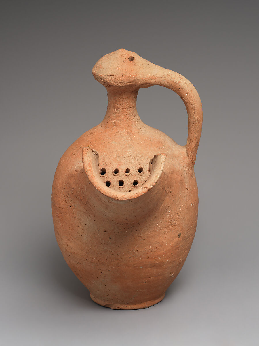 Jug with strainer, Ceramic, Israelite