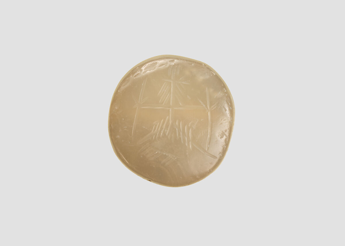 Stamp seal, Chalcedony, milky, Sasanian