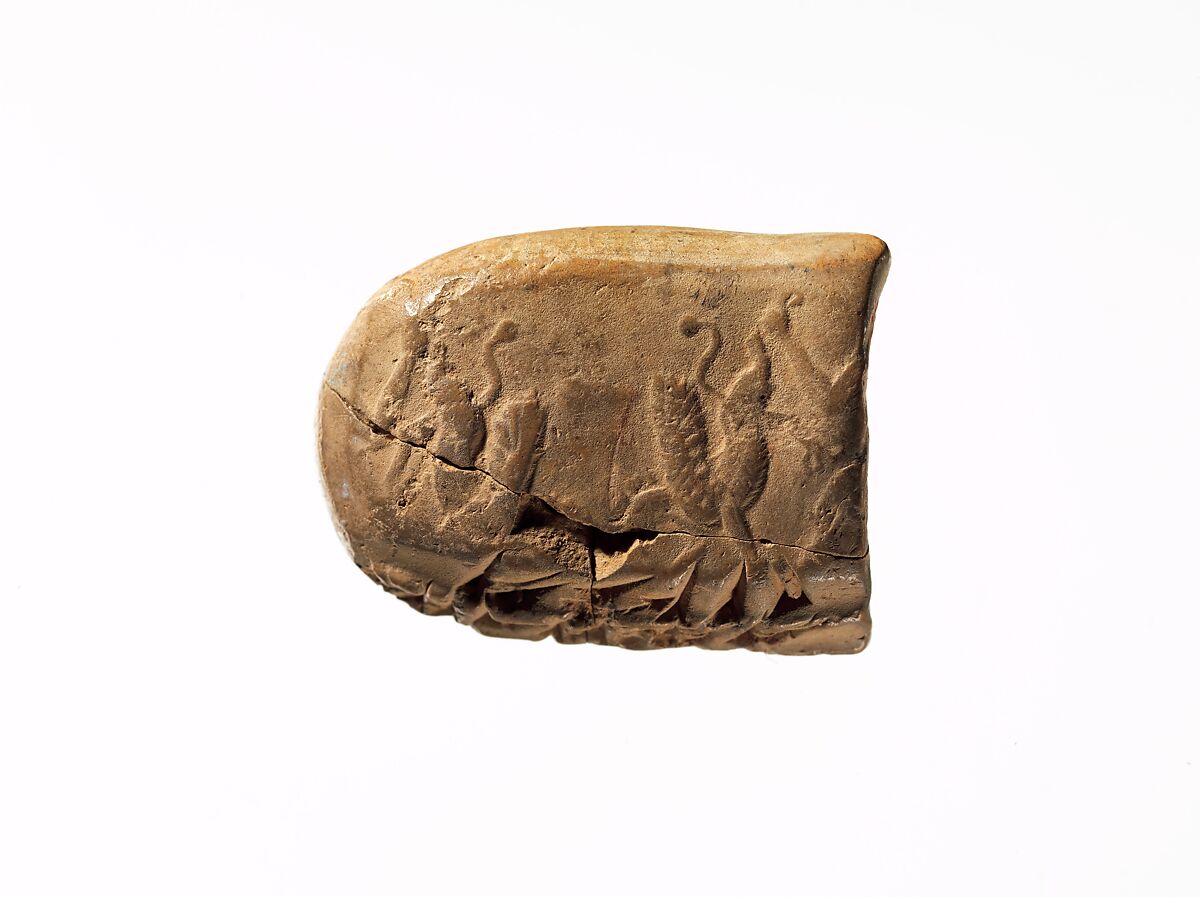 Cuneiform tablet impressed with seals: administrative document inscribed in Achaemenid Elamite, Clay, Achaemenid 