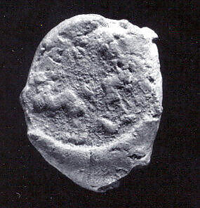 Sealing with stamp seal impressions: radiating griffins; banquet scene, Ceramic, Old Assyrian Trading Colony