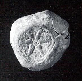 Discoid sealing with two circular seal impressions, Un-baked clay, Old Assyrian Trading Colony 