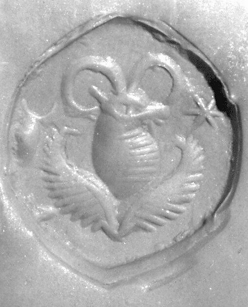 Stamp seal, Chalcedony, gray, Sasanian 