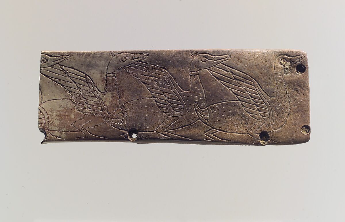 Furniture plaque: incised waterbirds, Ivory, Old Assyrian Trading Colony 
