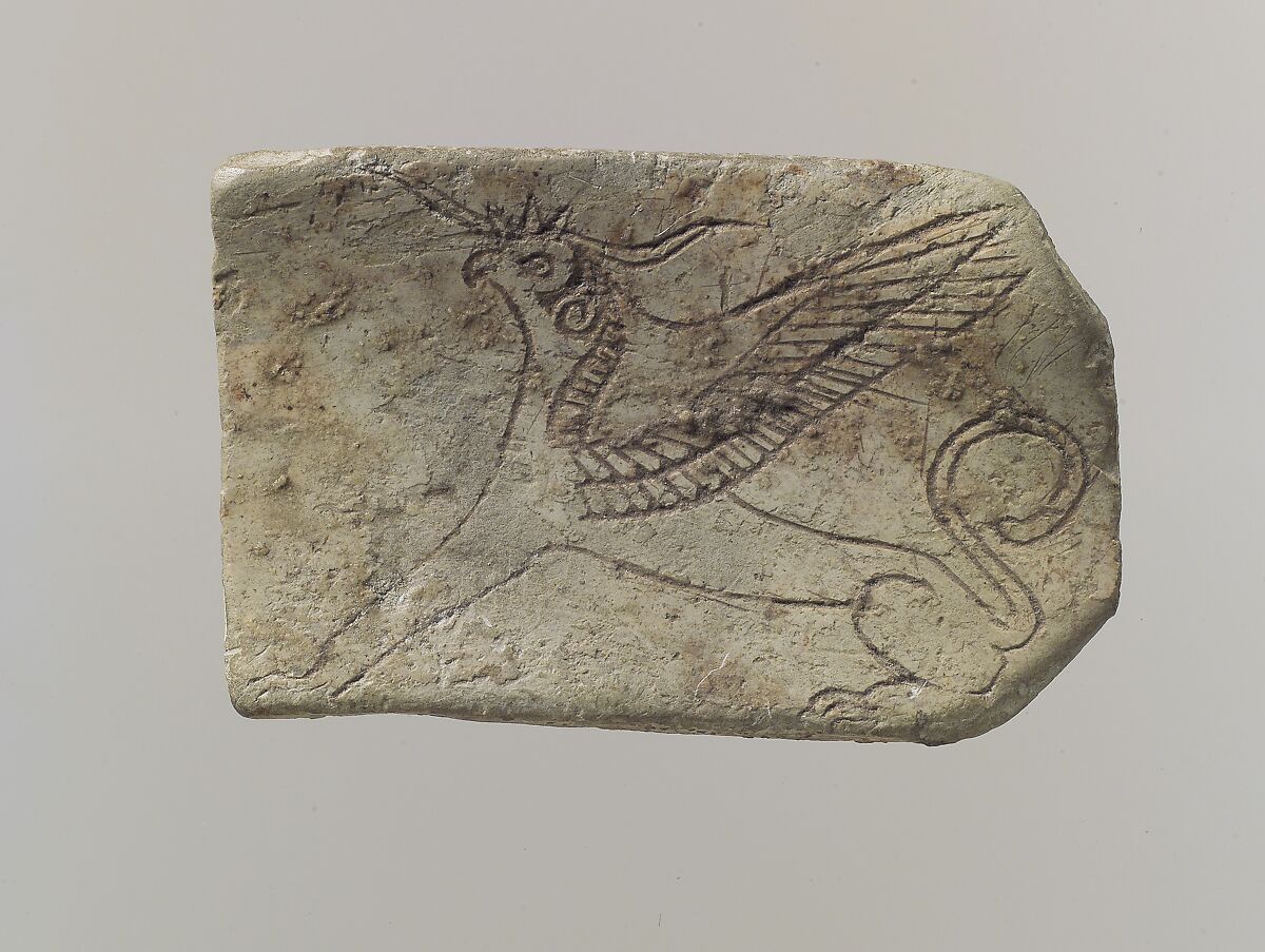 Furniture plaque: incised griffin, Ivory, Old Assyrian Trading Colony 