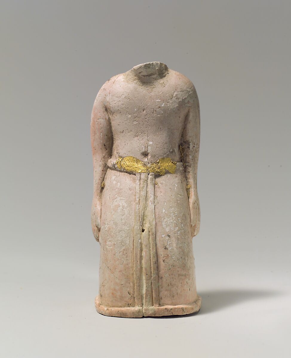 Furniture element: kneeling male figure, Ivory, gold leaf, Old Assyrian Trading Colony 