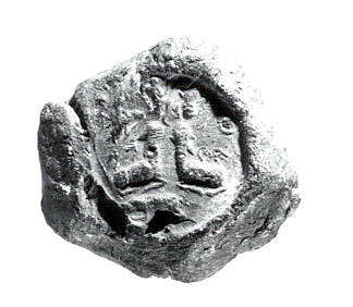 Sealing with stamp seal impression: confronted sphinxes, Ceramic, Old Assyrian Trading Colony 