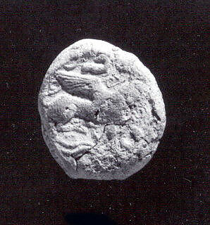 Sealing with stamp seal impression: sphinx, Ceramic, Old Assyrian Trading Colony 