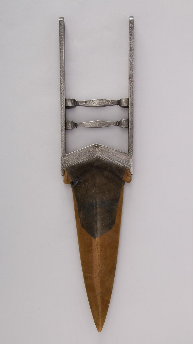 Dagger (Katar) with Sheath, Silver, wood, cotton velvet, steel, Indian