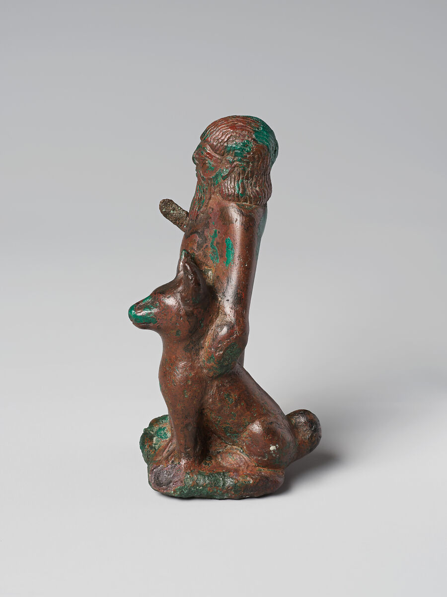 Man and dog, Bronze, Babylonian