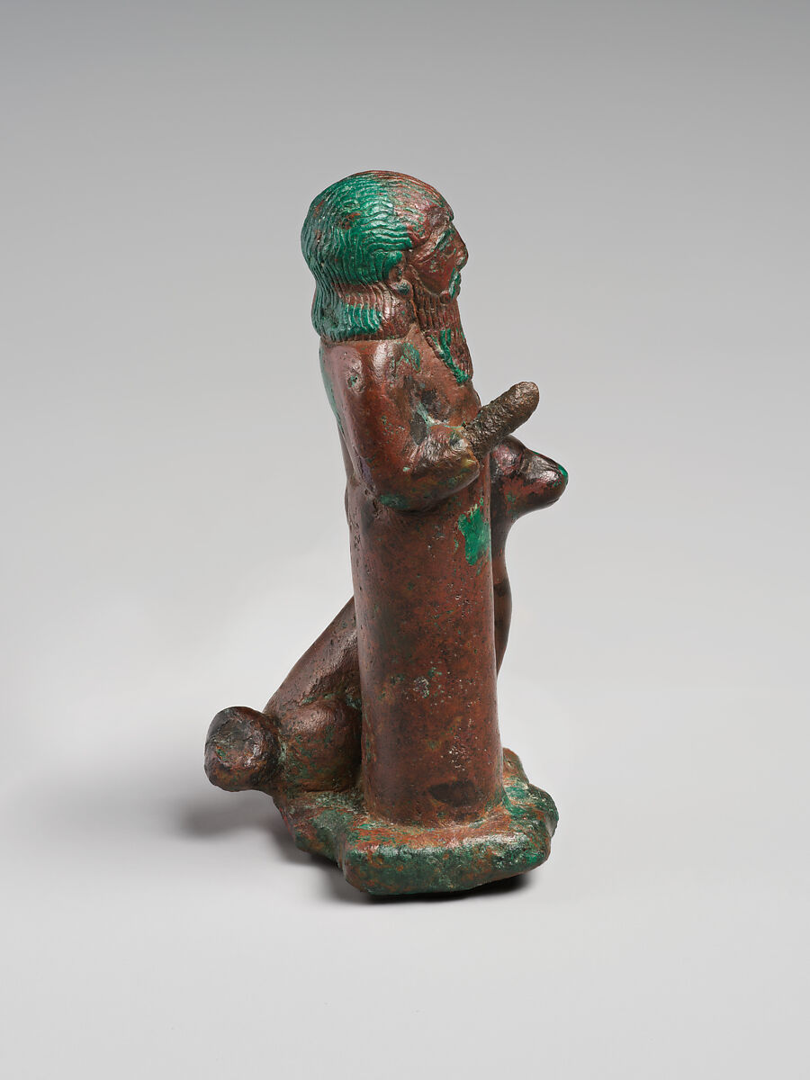 Man and dog, Bronze, Babylonian