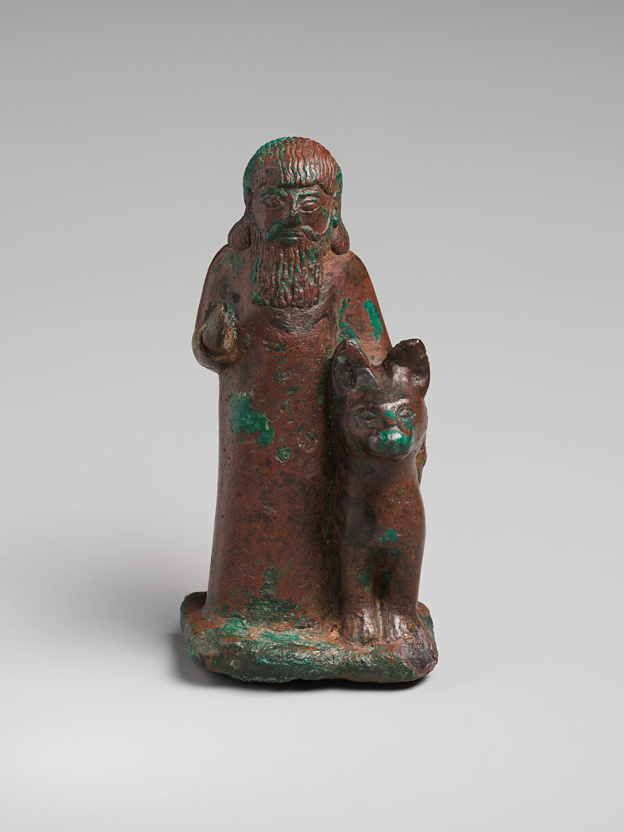 Man and dog, Bronze, Babylonian 