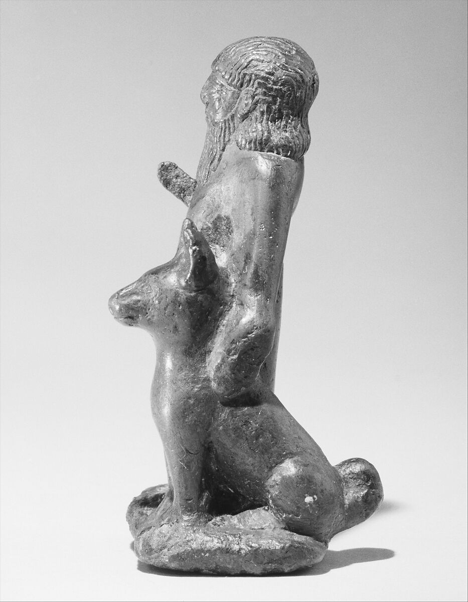 Man and dog, Bronze, Babylonian