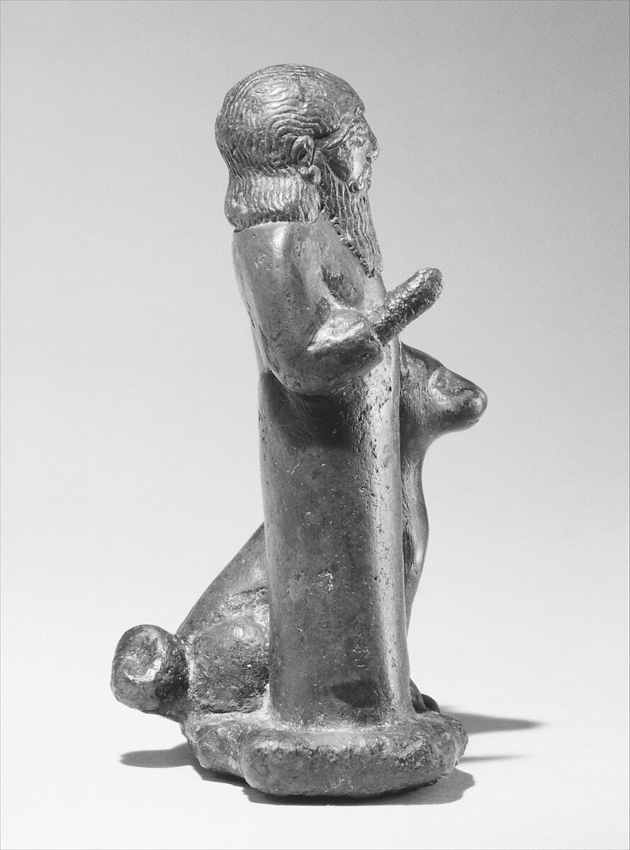 Man and dog, Bronze, Babylonian