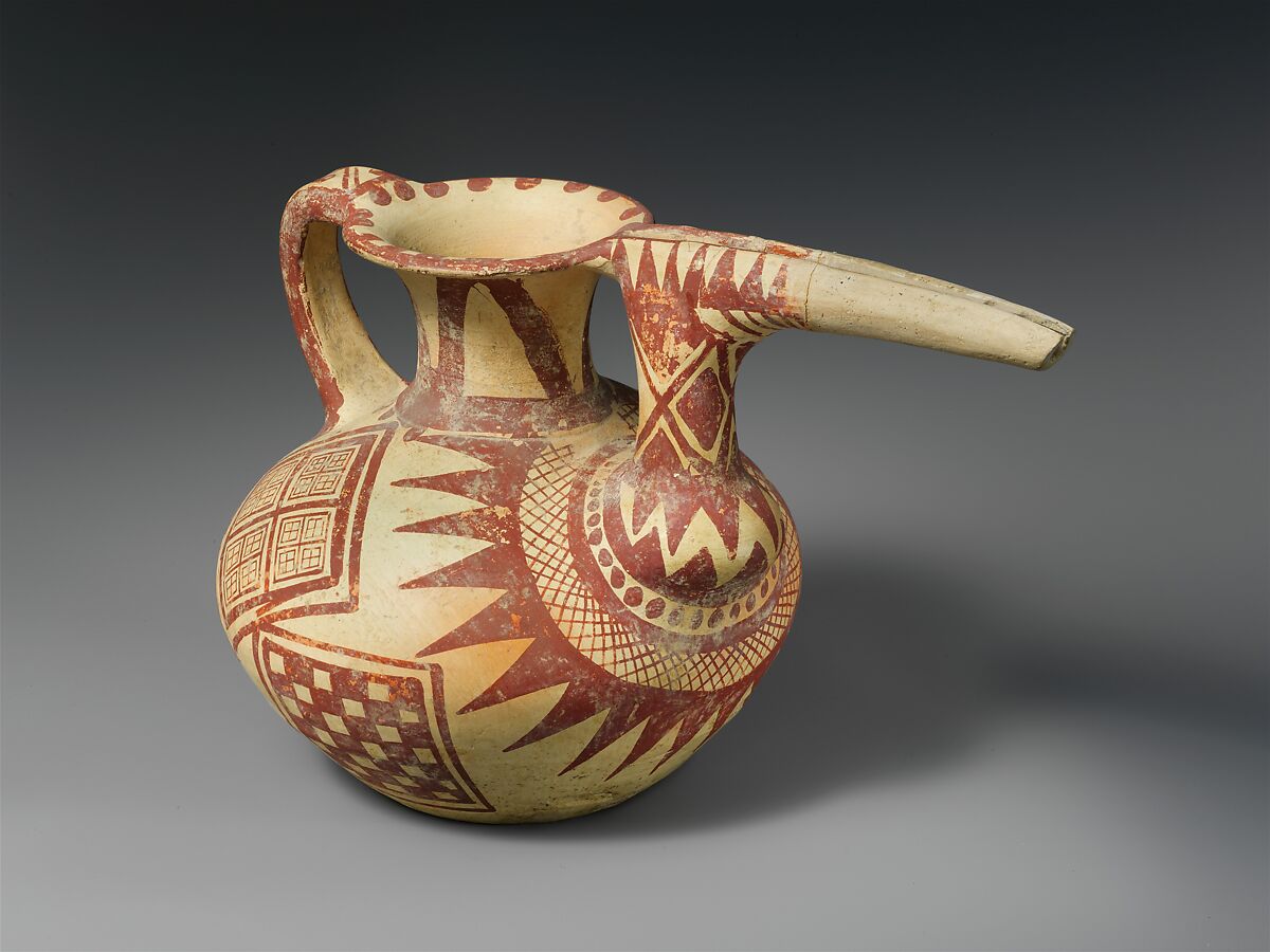 Spouted jar, Ceramic, paint, Iran 