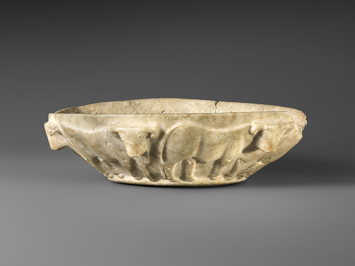 Bowl with procession of bulls, Marble 