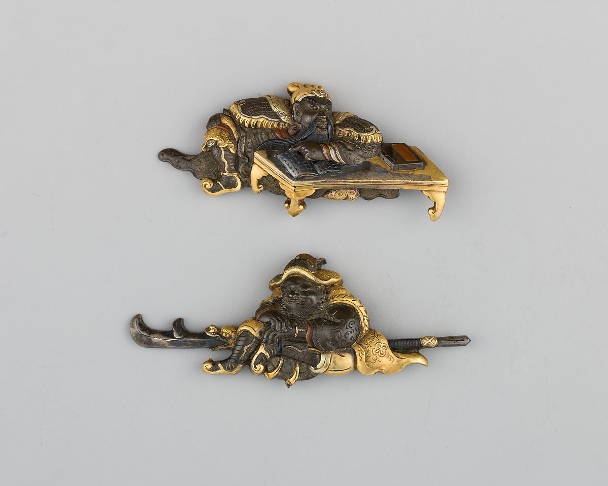 Pair of Sword-Grip Ornaments (Menuki), Gold, silver, copper-silver alloy (shibuichi), copper, copper-gold alloy (shakudō), Japanese 
