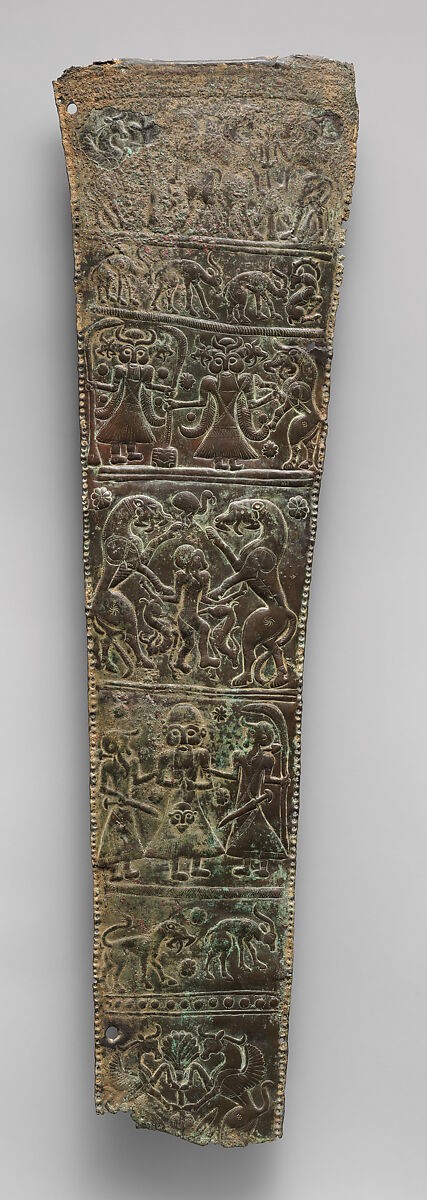 Quiver plaque with animals and mythological scenes, Bronze 