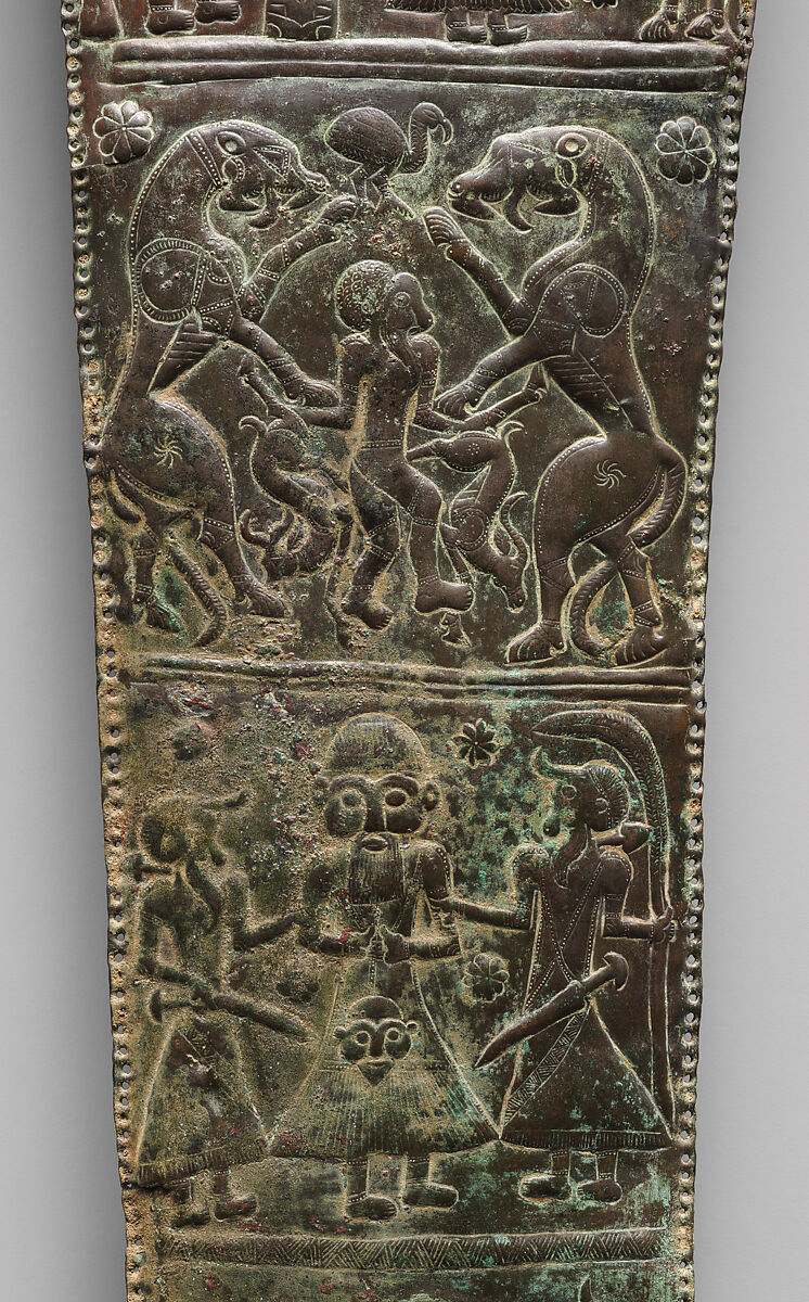 Quiver plaque with animals and mythological scenes, Bronze