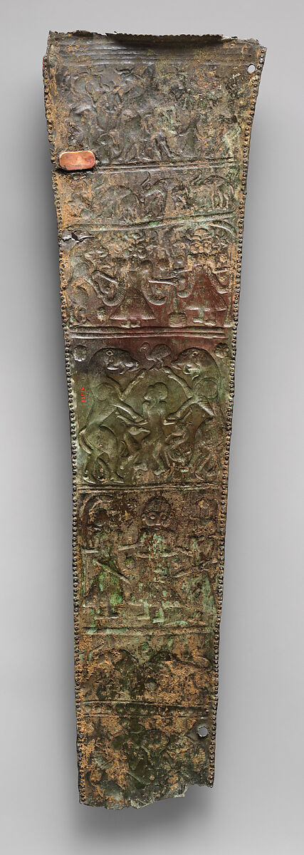 Quiver plaque with animals and mythological scenes, Bronze