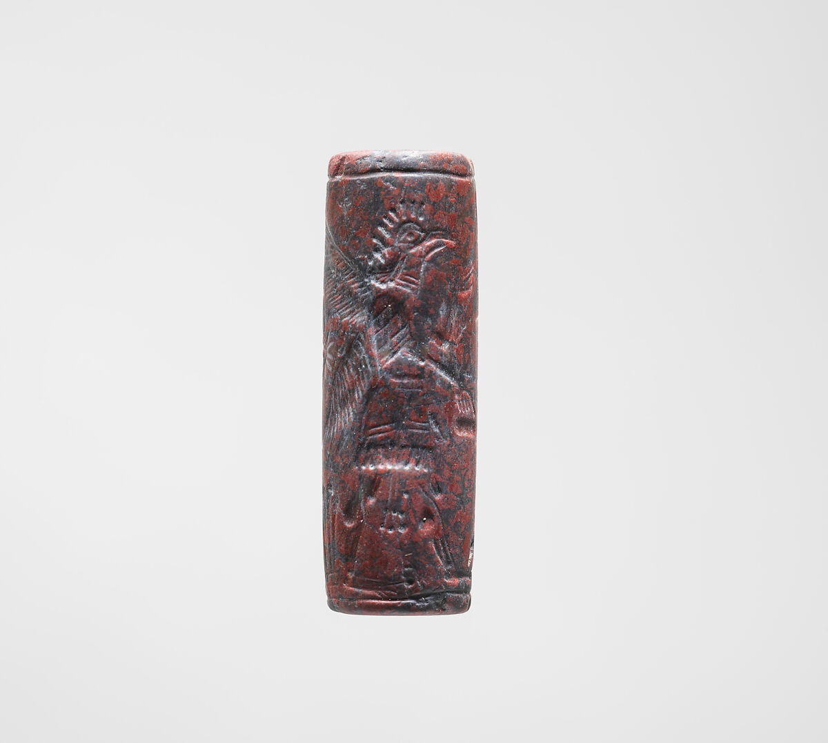 Cylinder seal and modern impression: god with flowing vase; griffin demon, Jasper, marble, Assyrian