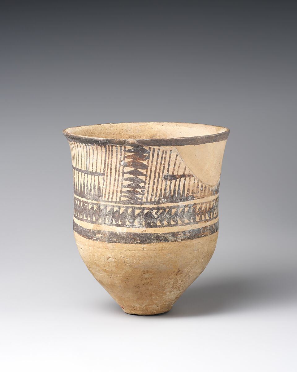 Beaker with geometric decoration, Ceramic, paint, Iran